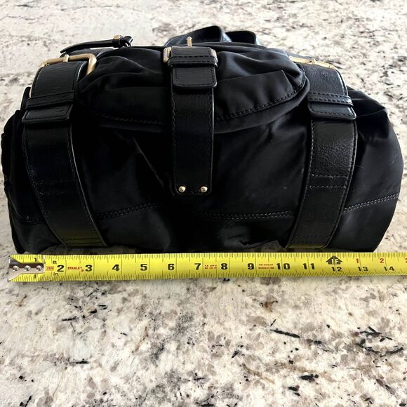 Michael Kors Black Leather & Nylon Shoulder Designer Handbag Purse w/ Dust Bag - Picture 15 of 16